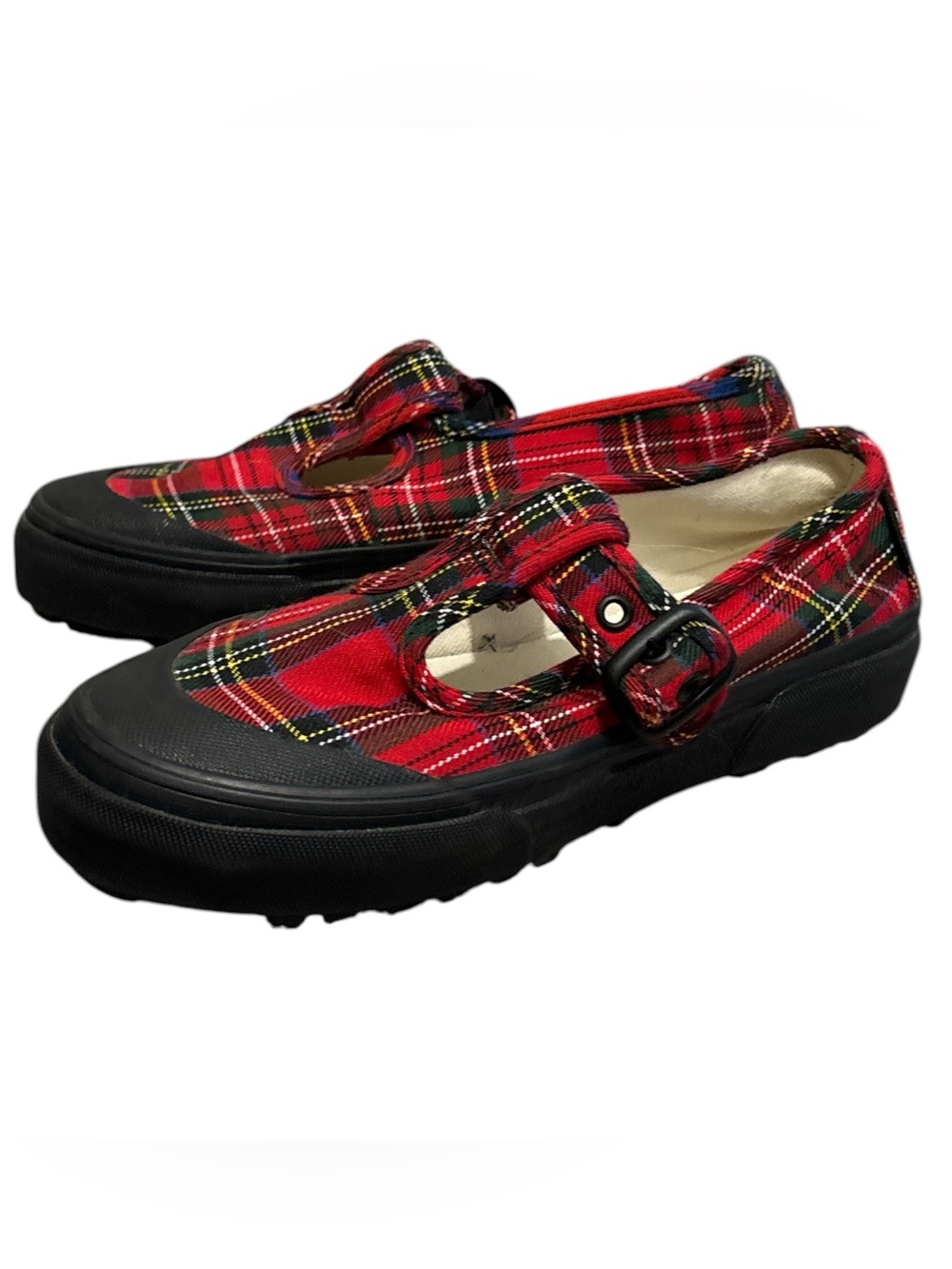 Vans Style 93 Red Plaid Mary Jane Sneakers Chunky Sole Size 5.5